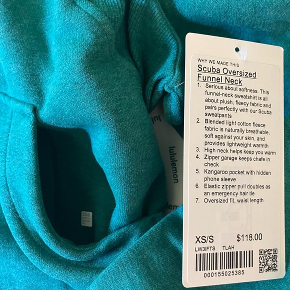 NWT Lululemon Scuba Oversized Funnel Neck, XS/S, Heathered Teal Lagoon - Picture 5 of 7